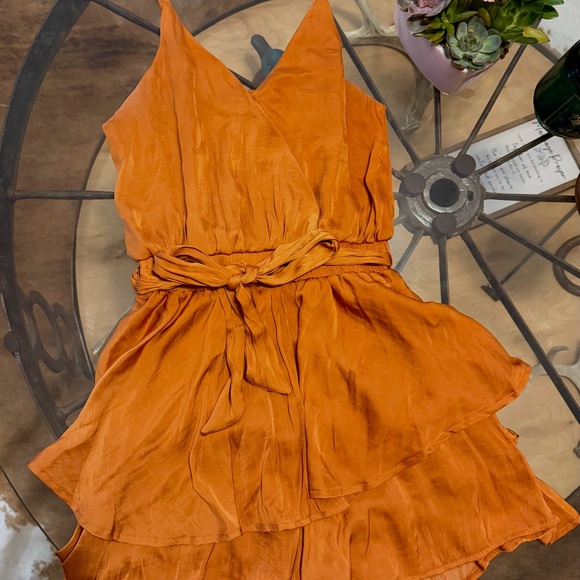 Orange Ruffle Romper Dress - Picture 1 of 2